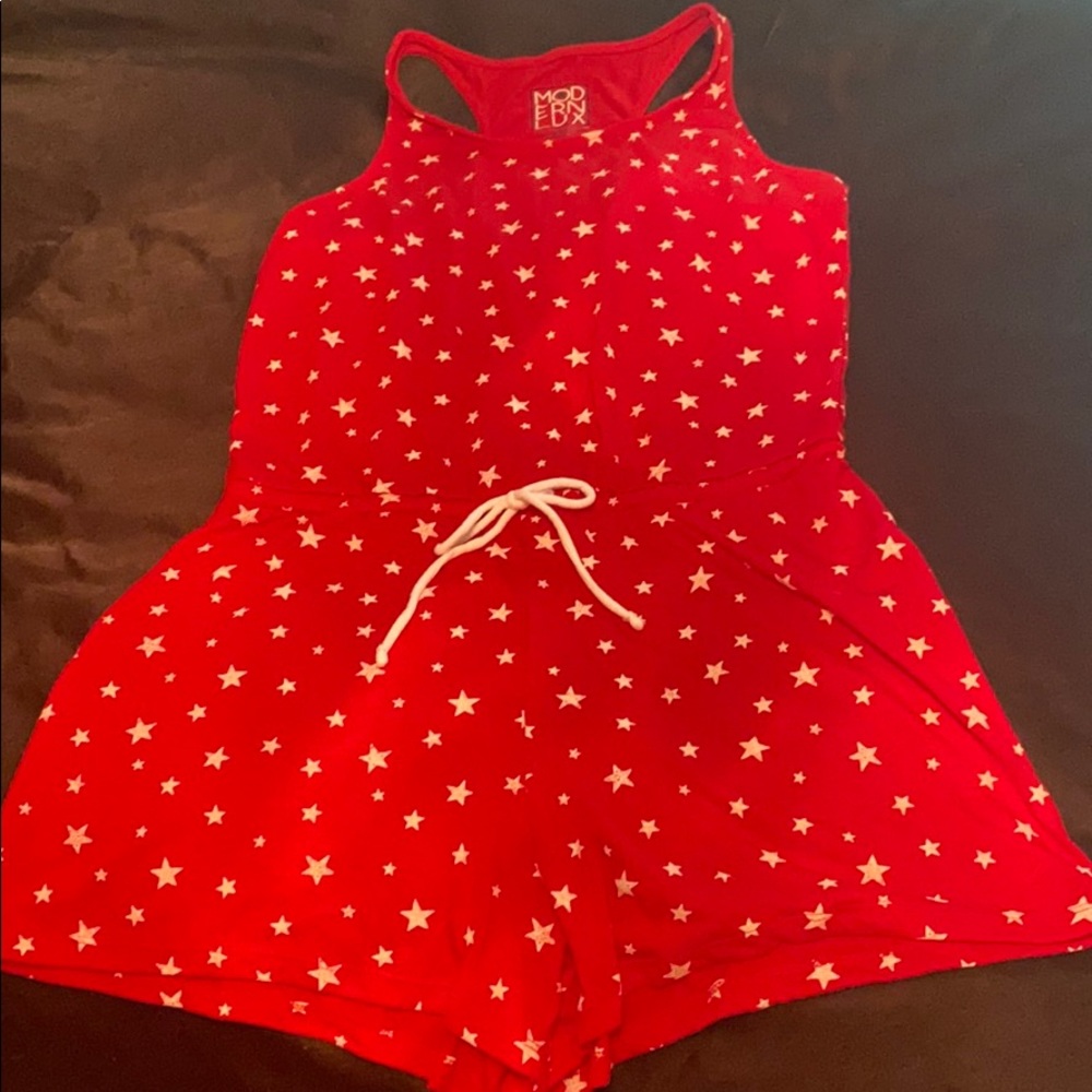 Red stars Romper NWOT